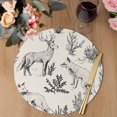 thumbnail image 3 of Vintage Elk Fox Round 13 Inch Placemats Set of 6, Rustic Beige Simple Drawn Grass HeatResistant Non Slip Place Mats for Dining Table, Wipeable Braided Kitchen Table Mats for Housewarming, 3 of 9