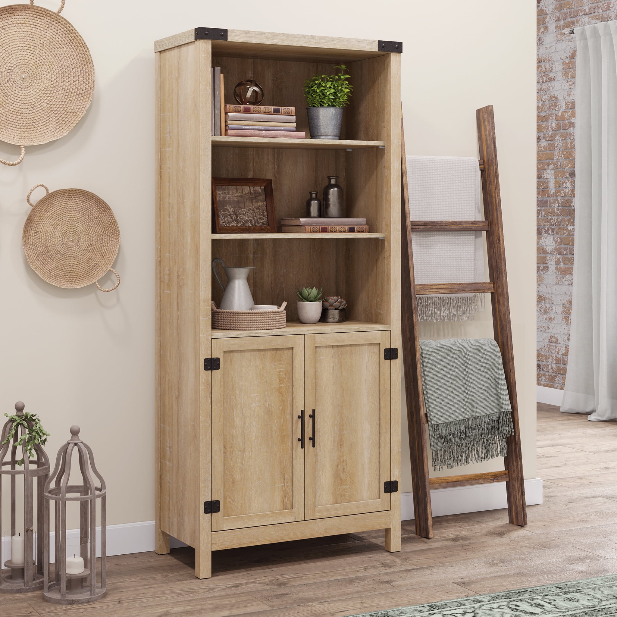 Sauder Saddler Way Library Bookcase, Orchard Oak Finish