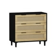 thumbnail image 5 of Oufan 31.50" Rattan Storage Cabinet with 3 Drawers, Freestanding Floor Storage Unit for Living Room, Entryway, Black, 5 of 9