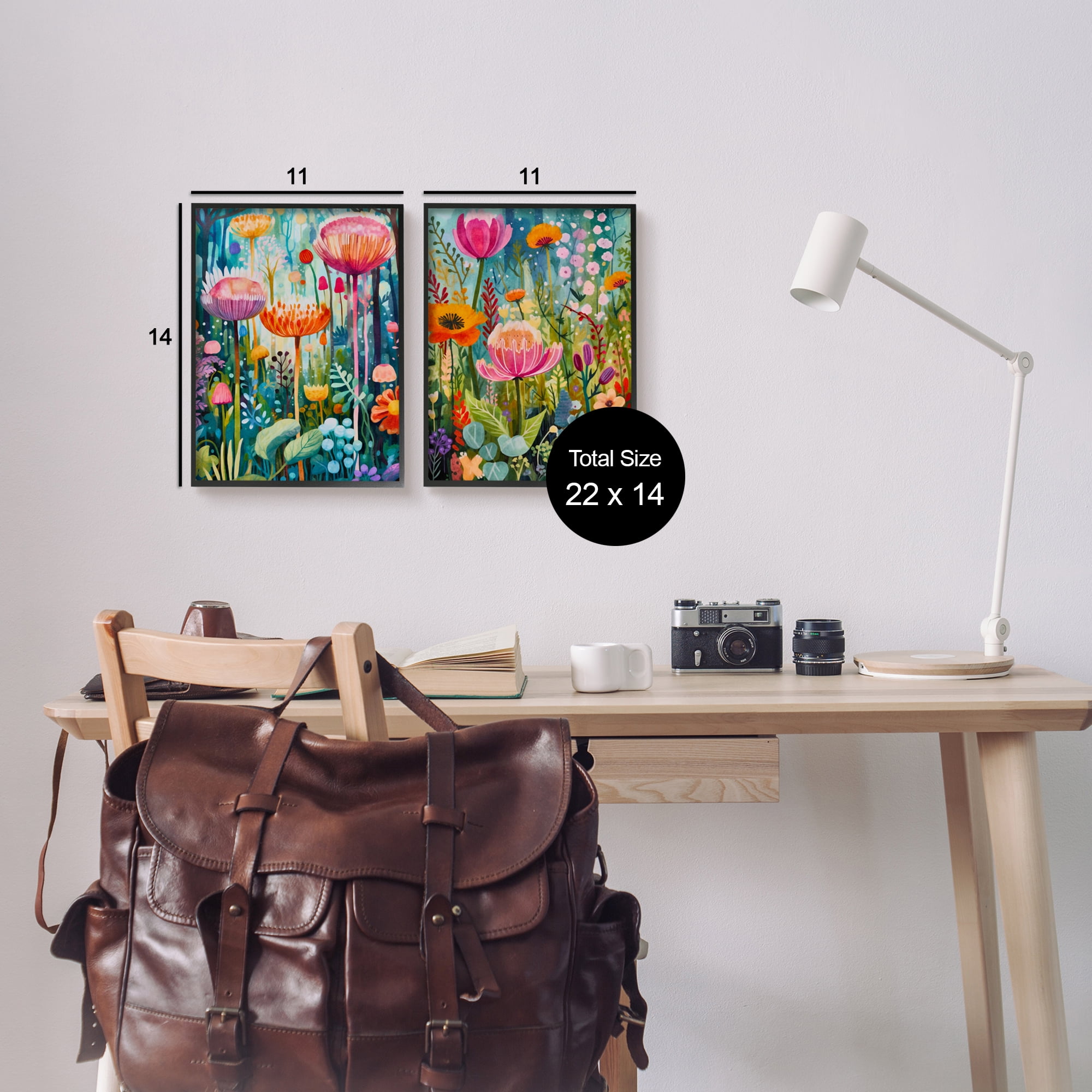 Stupell Industries Whimsical Gardens Landscape Botanical & Floral Painting Black Framed Art Print Wall Art, 11 x 14, Set of 2