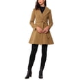 thumbnail image 2 of INSPIRE CHIC Abrigo Elegante para Mujer con Cuello Chal, Abrigo Largo con Cinturón de Invierno, M Marrón, 2 of 6