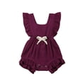 thumbnail image 1 of Summer Baby Girl Rompers Newborn Baby Clothes Toddler Flare Sleeve Solid Lace Design Romper Jumpsuit With Headband, 1 of 7