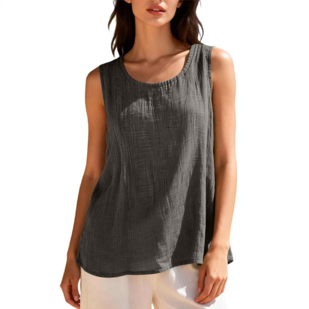 GZWYHT Cotton Linen Tank Tops，Linen Clothes For Women Vest Tops