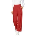 thumbnail image 4 of Women's High Waist Wide Leg Yoga Pants Loose Comfy Lounge Casual Lounge Sweatpants with Pockets (L, Red), 4 of 5