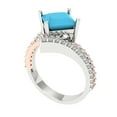 thumbnail image 2 of 2.3075 ct Princess Cut Simulated Turquoise Solitaire with Simulated Diamond Accents 14K White/Rose Gold Womens Engagement Ring, 2 of 5