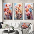 thumbnail image 1 of Designart "Carnations Representation Colorfuled Acrylic III" Floral & Botanical Framed Wall Art Set Of 3 - Peach Carnations Frame Canvas Set For Living Room Decor, 1 of 6