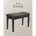 thumbnail image 3 of Banc Piano Duo en Bois avec Coussin Rembourré et Rangement pour Musique Noir ULPB75BK, 3 of 5