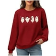thumbnail image 4 of Christmas Womens Waffle Sweatshirts Loose Crewneck Long Sleeve Shirts Cute Christmas Printed Sweaters Casual Fashion Xmas Holiday Party Pullover Tops, 4 of 6