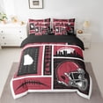 thumbnail image 2 of jejeloiu Rugby City Silhouette 7 Pieces Bedding Comforter Set,Red Black Full Bedding Set For Boys Kids Reversible, 2 of 8