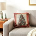 thumbnail image 2 of Violet Linen Seasonal Xmas Christmas Holiday Bliss Pattern, Polyester Tapestry Jacquard , Santa Tree , 18 Inch x 18 Inch, Decorative Throw Pillow Cover, 2 of 5