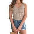 thumbnail image 2 of Womens V Neck Tank Tops 2025 Sleeveless Knit Shirts Summer Casual Sweater Vest Khaki S, 2 of 9