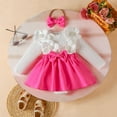 thumbnail image 2 of HCNTES Baby Girl Romper Dress Baby Dress Romper Flowers Lace Fall Winter Clothes with Headband(0-3 Months,Z71-Hot Pink), 2 of 4