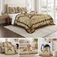 thumbnail image 6 of King Quilt Set 96''x106'', Brown Texas Star Country Lightweight Summer Bedspread Coverlet Set with 2 Pillow Shams, Western Stars Retro Breathable All Season Quilt Bedding for Bedroom/Guest Room, 6 of 9
