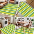 thumbnail image 6 of Summer Lemon Strips Washable Area Rugs 3'x5', Vintage Abstract Yellow Green Stripe Low Pile Throw Living Room Rug Non-Slip Sturdy Edge Binding Carpet for Indoor Entryway Bedside Kitchen, 6 of 9