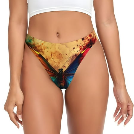 Rateoe Vibrant Rainbow Butterfly A Pattern Seamless Women Underwear Thongs No Show Ladies Thong No Line Breathable Comfortable Panties Undies for Women-4X-Large