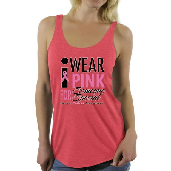 Awkward Styles Women's I Wear Pink for Someone Special Graphic Racerback Tank Tops Breast Cancer Awareness
