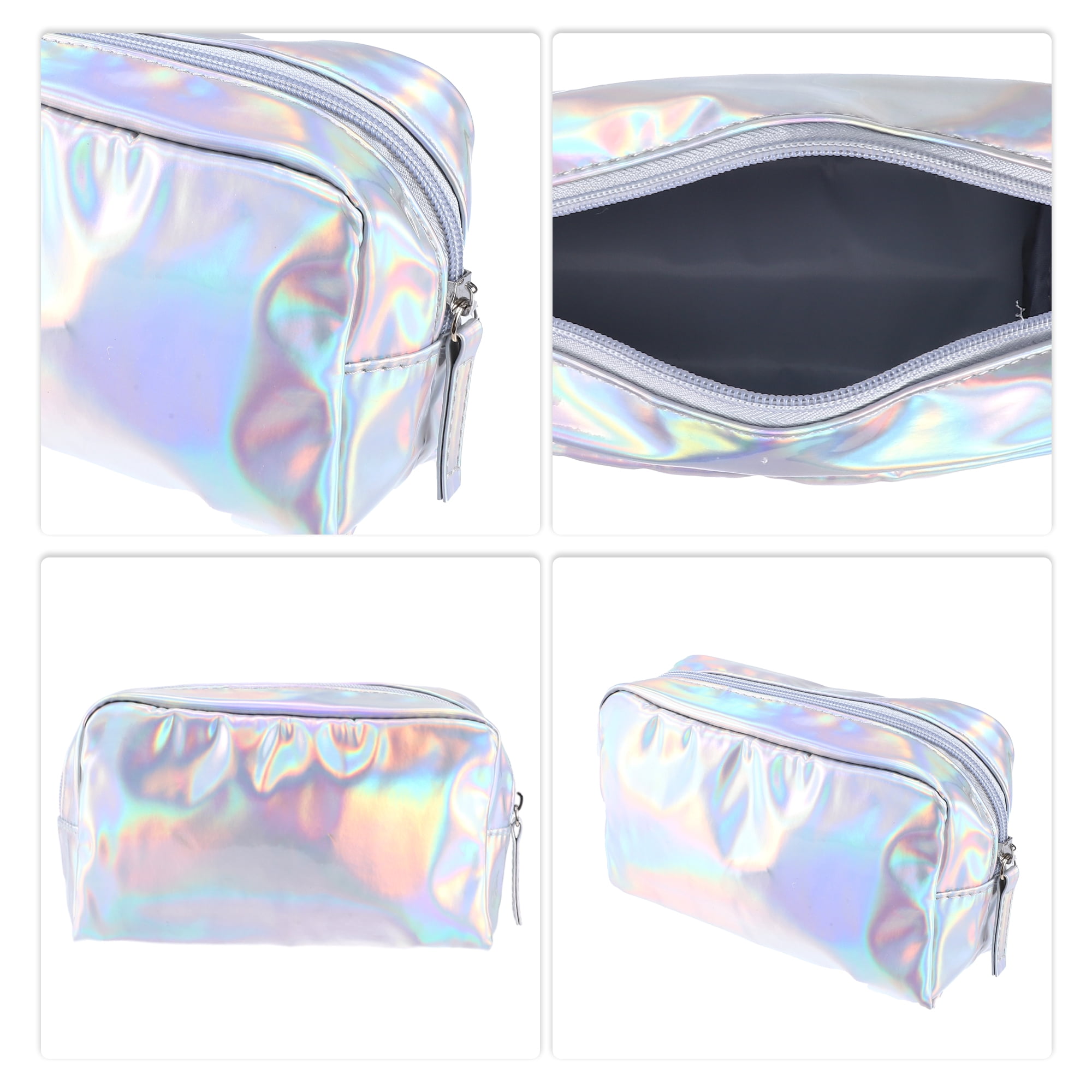 Unique Bargains 1Pc Women Durable Waterproof Cosmetic Bag for Toiletry Silver Tone