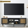 thumbnail image 6 of JYED Mid Century Modern TV Stands for Living Room, Black TV Stand for TVs up to 75", with Storage Cabinet and Shelves, Console, Entertainment Center with Gold Metal Mesh Doors., 6 of 8