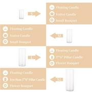 Glasseam Set of 12 Clear Glass Cylinder Vases Hurricane Pillar Candle Holders, 6, 8 & 10
