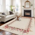 thumbnail image 2 of 6'x9' Area Rugs, Pink Floral Indoor Outdoor Area Rug for Living Room Bedroom, Spring Farmhouse Flowers Watercolor Washable Bathroom Rugs Kitchen Floor Carpet Mats Home Decor Aesthetic, 2 of 8
