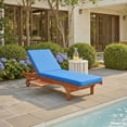 thumbnail image 2 of SAFAVIEH Newport Outdoor Patio Chaise Lounge Chair, Natural/Royal Blue, 2 of 15