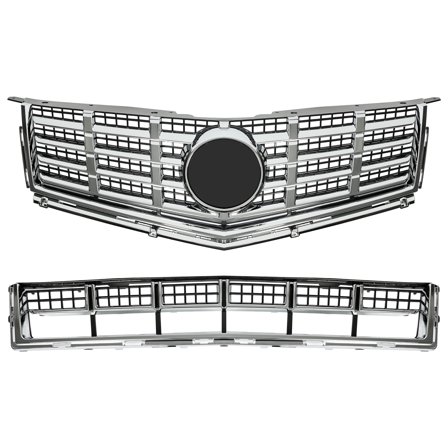 WaiRitoday 2Pcs Front Bumper Upper & Lower Grille Chrome Grill Compatible with Cadillac SRX 2013-2016