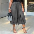 thumbnail image 6 of Karymi Women's Pants Elastic Smocked High Waist Capri Jeans, Baggy Balloon 7/8 Length Cropped Pants, Elastic Cuffed Hem Denim Culottes With Side Pockets Halara Pants Women, 6 of 7
