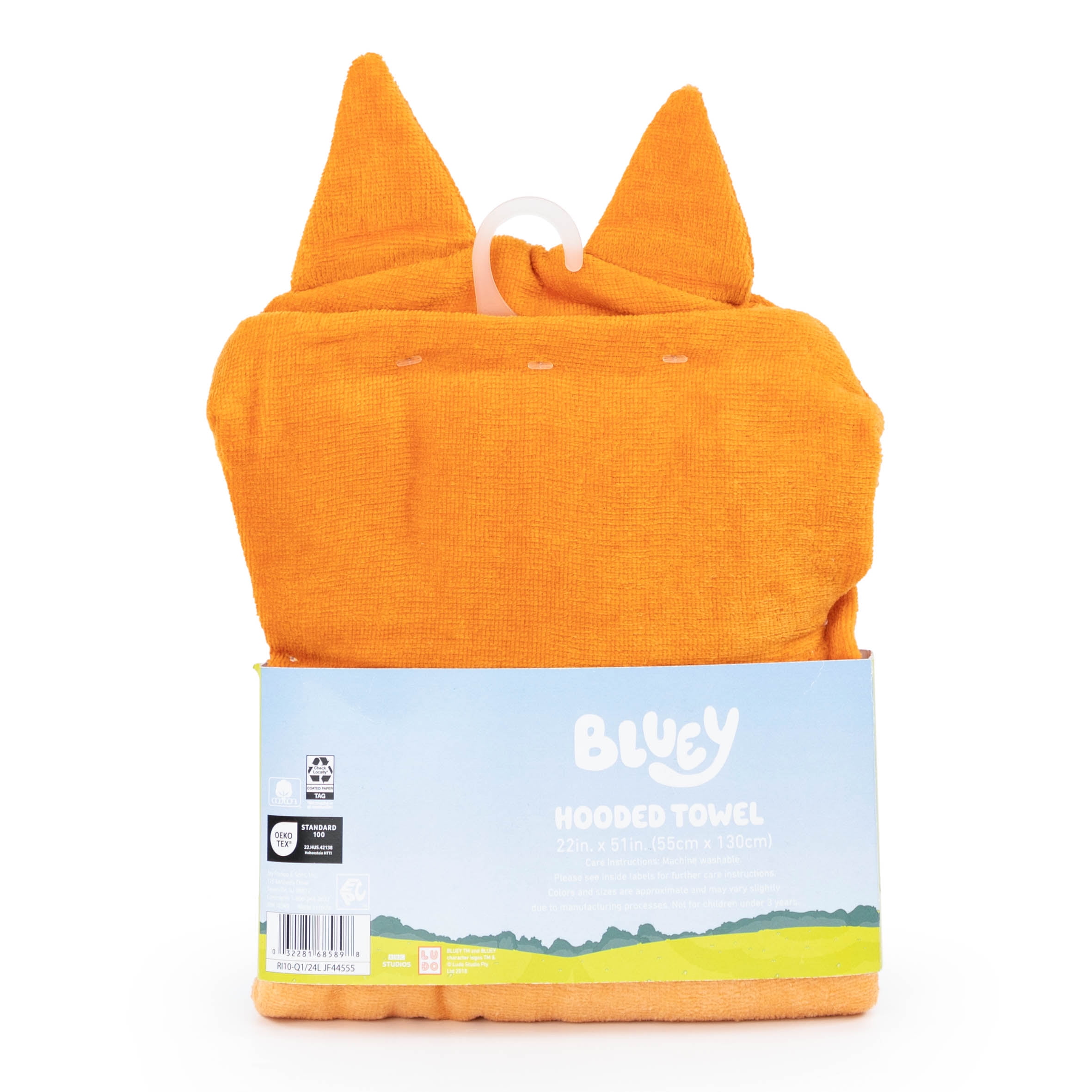 Bingo Kids Bath Hooded Towel Wrap, 51 x 22, Cotton, Blue, Marvel