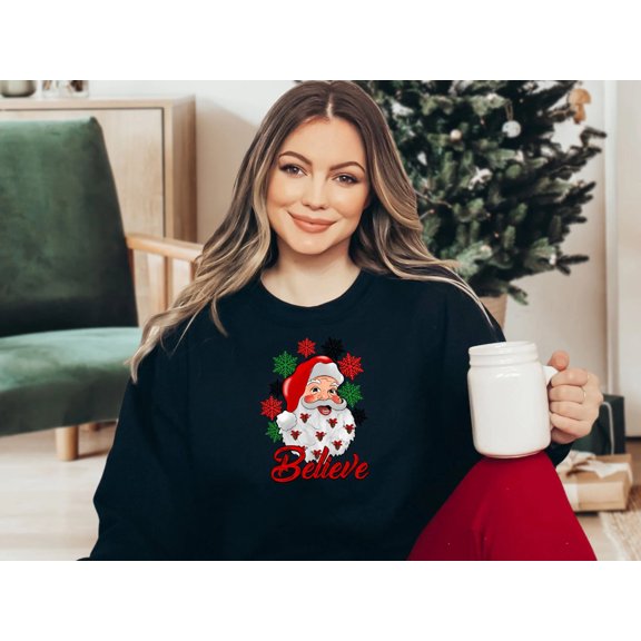 Womens' Santa Believe Snowflake Sweatshirt