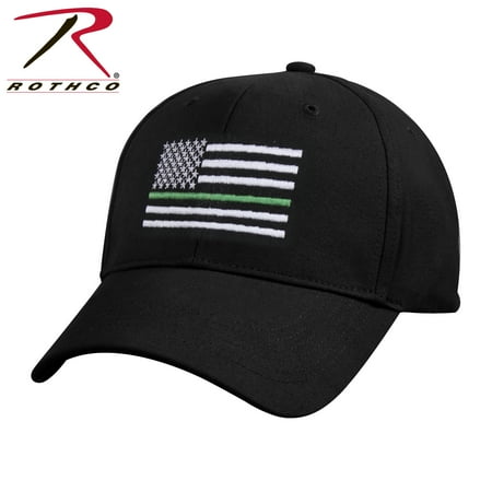Ranger Low Profile Cap - Rothco Thin Green Line Flag Low Profile Cap, Border Patrol/Park Rangers, Black