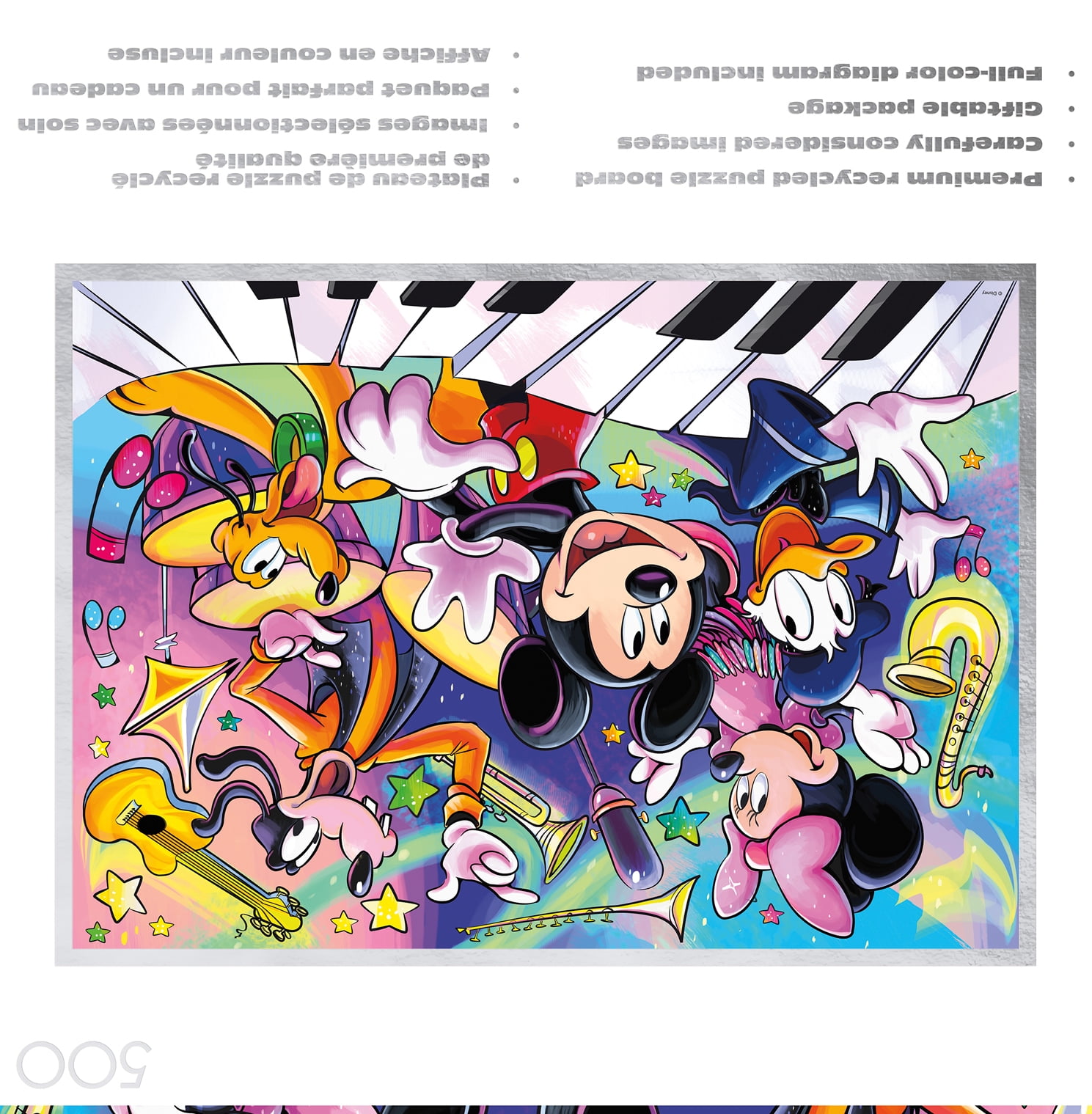 Ceaco Silver Select Disney Mickey's Music 500-Piece Interlocking Jigsaw Puzzle for Adults Ages 14+