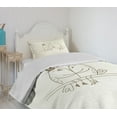 thumbnail image 4 of Ambesonne Valentine's Day Quilted Bedspread Set 2 Pcs, 2 Birds Love, Twin Size, Grey White, 4 of 6