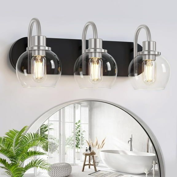 3-Light Bathroom Vanity Light Fixtures over Mirror with Glass Globe Shade for Mirror Living Room Kitchen Bedroom Hallway