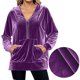 thumbnail image 2 of Sudadera con Capucha y Media Cremallera de Terciopelo para Mujer, Estilo Informal, Larga, con Bolsillos XL, 2 of 7