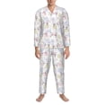 thumbnail image 3 of Yiaed Hand Drawn Rabbit Print Men’s Pajamas Set - Long Sleeve Button Down Sleep Shirt and Pajama Bottoms Sleepwear Set Mens Pjs Sets Men's Pajama Bottoms-Small, 3 of 7