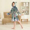 thumbnail image 4 of FORMRS Niños Bathrobe Unisex Hooded Robe Soft Plush Pajamas Sleepwear, Size 10-12T, Green Floral, 4 of 7