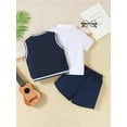 thumbnail image 5 of Mikrdoo Boys' Preppy Style Clothes Set - Short Sleeve Shirt, Elastic Shorts & Vest with Bow Tie 3Pcs Perfect for Holiday Parties, 5 of 9