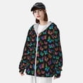 thumbnail image 3 of Fuzoiu Multicolored Butterflies Print Unisex Sun Protection Hoodie,UPF 50+ Light Jacket,Full Zip Sun Protection Hoodie,Long Sleeve Sun Shirts,for Outdoor Activities-X-Large, 3 of 7