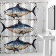 thumbnail image 4 of Watercolor Blue Yellow Fish Fabric Shower Curtain Wood Grain Washable Shower Curtains for Bathroom, Waterproof Bath Curtain with Hooks Home Decor 36x72in, 4 of 8