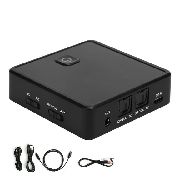 Wireless Bluetooth 5.0 Transmitter Receiver Audio Adapter with 3.5mm AUX for PC, TV, Car Speakers