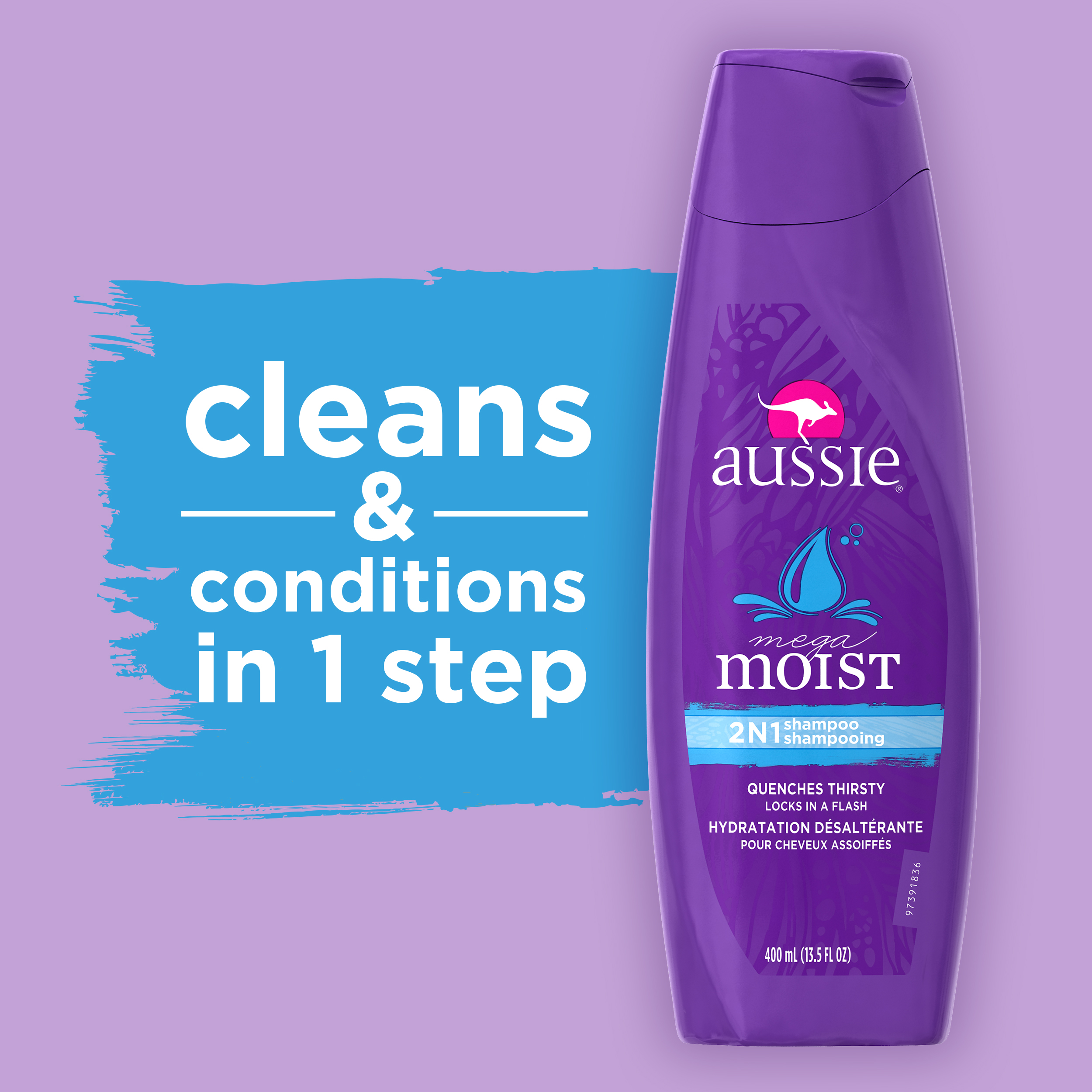 Aussie Mega Moist 2N1 Shampoo and Conditioner, 13.5 fl oz - image 4 of 9