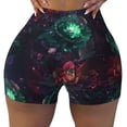 thumbnail image 2 of Balery Red And Green Carnation Pantalones cortos de entrenamiento estampados para mujer, sin costuras, ajustados, para gimnasio, yoga, correr, deportes, ejercicio activo, fitness.-X-Large, 2 of 8