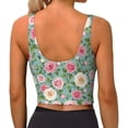 thumbnail image 3 of Haiem Rose Flowers Pattern Womens Sports Bra - U Neck Padded Low Impact Yoga Bra Workout Crop Top Gym Moisture-Wicking Workout Vest -Medium, 3 of 9