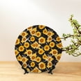 thumbnail image 6 of Yiaed Black Marble Pattern Sunflower Print Bone China Decorative Plate Ceramic Dinner Plates Art Crafts with Display Stand-6in, 6 of 6