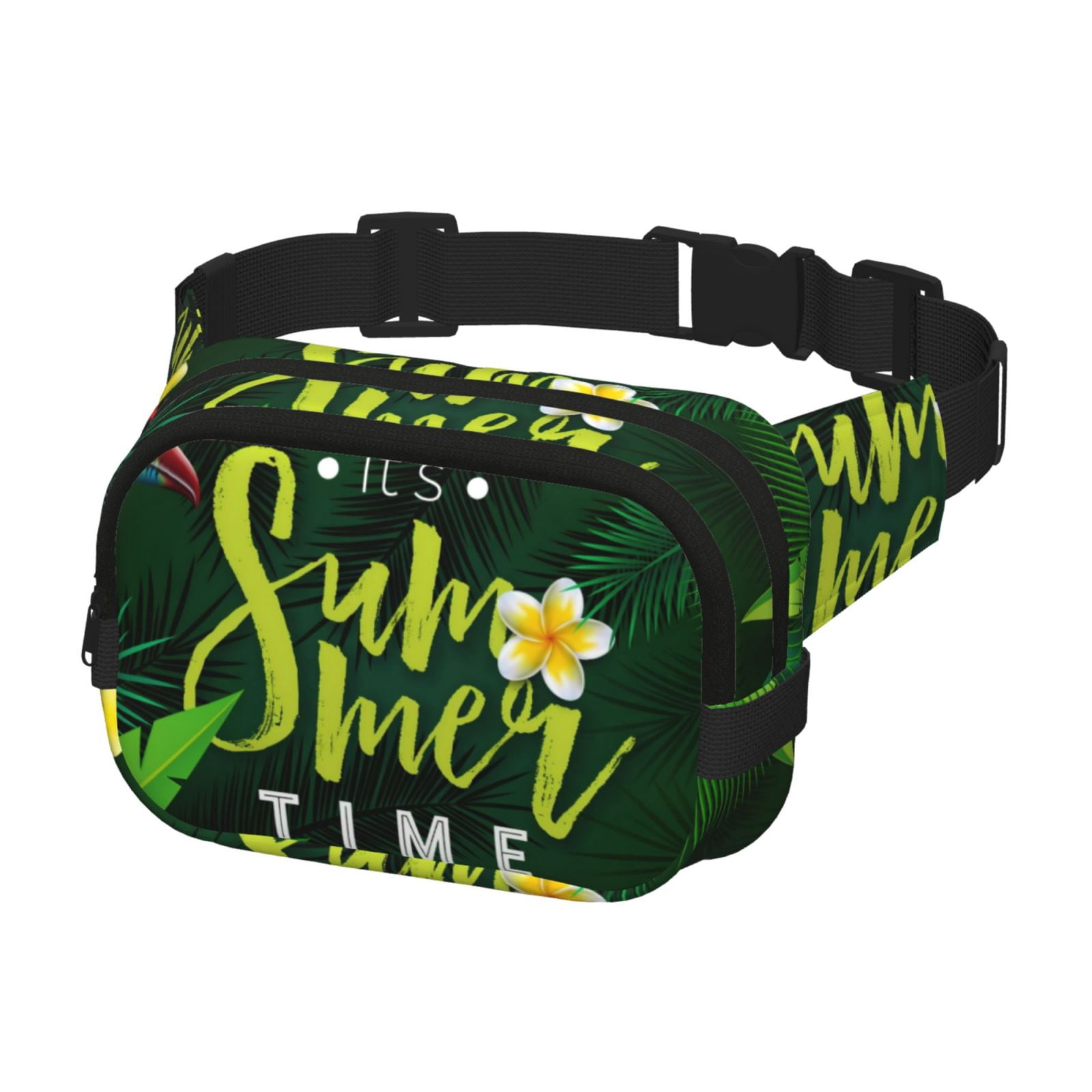 Picia Tropical Summer Vibes Print Square Double-Layer Waist Bag Mini Adjustable Waist Belt Bag Exercise Running Travel Hiking