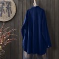thumbnail image 6 of IROINNID Shirts for Women Long Sleeve Deals Casual Button Down Loose Fitting Solid Blouse,Dark Blue, 6 of 9