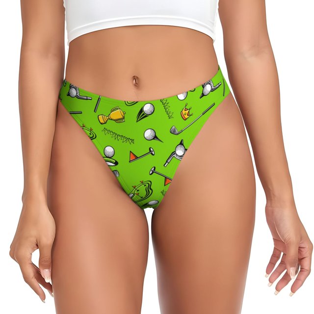 Fotbe Golf Sport Club Tanga Sin Costuras para Mujer con Estampado – Panties Invisibles, Transpirables y Cómodos para Uso Diario-Small