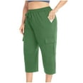 thumbnail image 2 of Women's Casual Capri Pants Summer Comfortable Stretch Pure Color Trousers For Daily Wear With T Shirt, 2 of 7