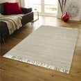 thumbnail image 1 of 5 x 8 ft. Zurich Gray & Ivory with Fringes Hand Loomed Wool Rectangle Area Rug, 1 of 1