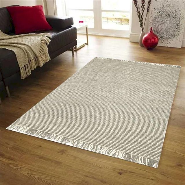 5 x 8 ft. Zurich Gray & Ivory with Fringes Hand Loomed Wool Rectangle Area Rug